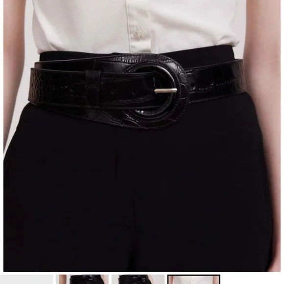 Anne Fontaine Maldivia black croc embossed belt - Picture 4 of 10